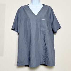 figs | catarina chest pocket graphite grey v-neck scrub top